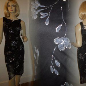 Buyer Too Black Silver Glitter Leaf Design Size S